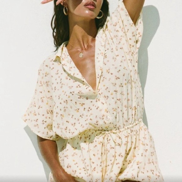 Sabo Skirt Onara Dress Yellow Floral Cotton Mini Size Small - Picture 7 of 12